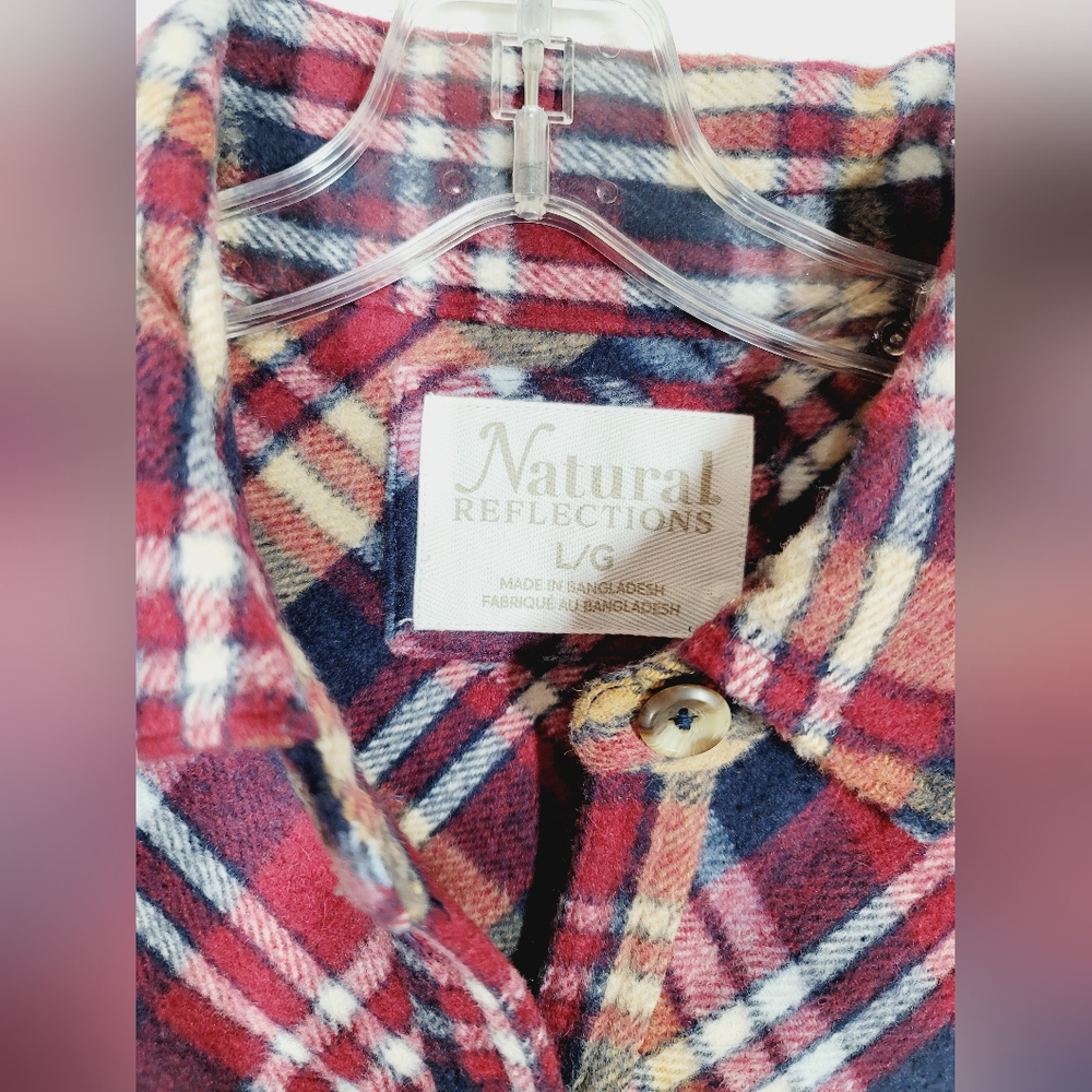 NWT Natural Reflections Red Plaid Shacket, Size Large - Picture 4 of 4